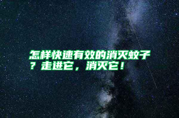 怎樣快速有效的消滅蚊子？走進它，消滅它！