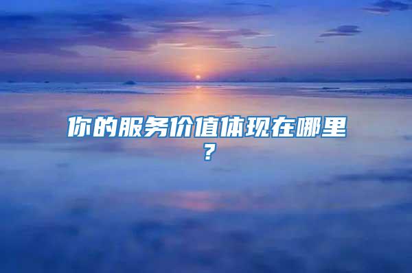 你的服務(wù)價值體現(xiàn)在哪里?